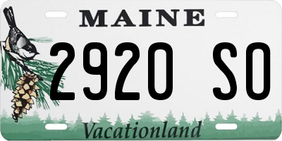 ME license plate 2920SO