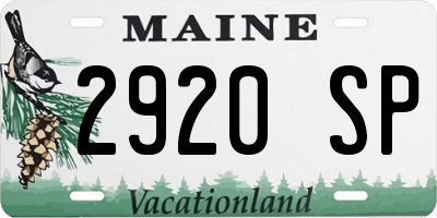 ME license plate 2920SP