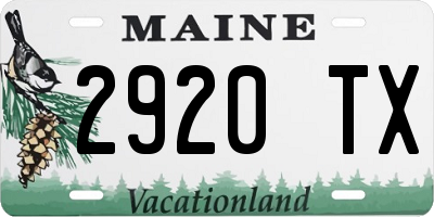 ME license plate 2920TX