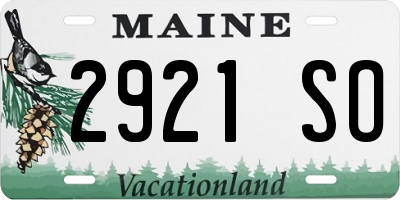 ME license plate 2921SO