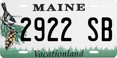 ME license plate 2922SB