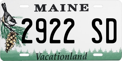 ME license plate 2922SD