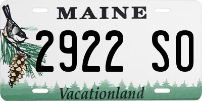 ME license plate 2922SO