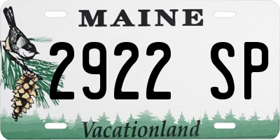 ME license plate 2922SP