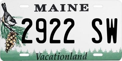 ME license plate 2922SW