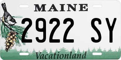ME license plate 2922SY