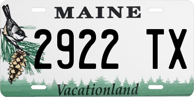 ME license plate 2922TX