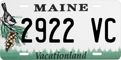 ME license plate 2922VC