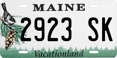 ME license plate 2923SK