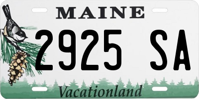 ME license plate 2925SA