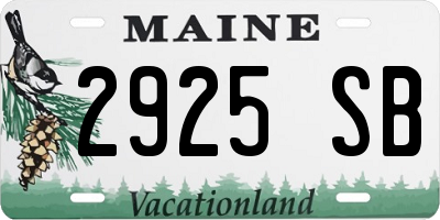 ME license plate 2925SB