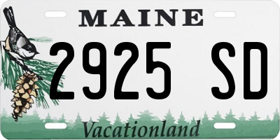 ME license plate 2925SD