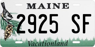 ME license plate 2925SF