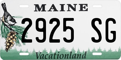 ME license plate 2925SG