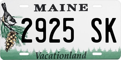 ME license plate 2925SK