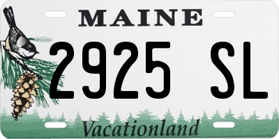 ME license plate 2925SL