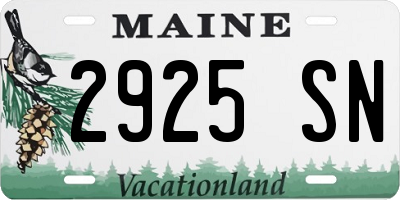 ME license plate 2925SN