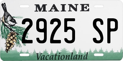 ME license plate 2925SP