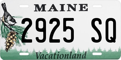 ME license plate 2925SQ