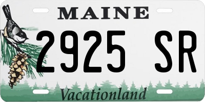 ME license plate 2925SR