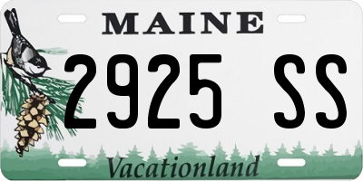 ME license plate 2925SS