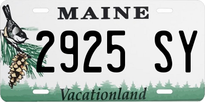ME license plate 2925SY