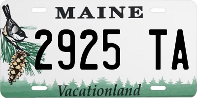 ME license plate 2925TA