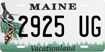 ME license plate 2925UG