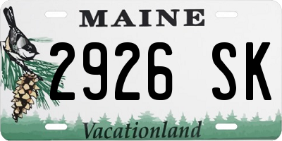 ME license plate 2926SK