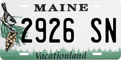 ME license plate 2926SN