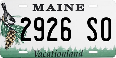 ME license plate 2926SO