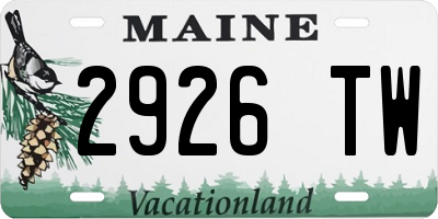 ME license plate 2926TW