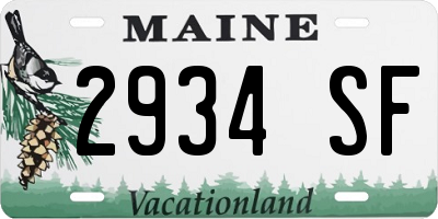 ME license plate 2934SF