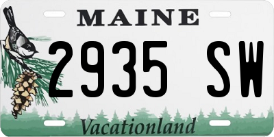 ME license plate 2935SW