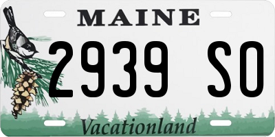 ME license plate 2939SO