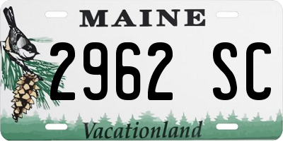 ME license plate 2962SC