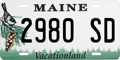 ME license plate 2980SD