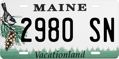 ME license plate 2980SN