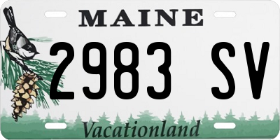 ME license plate 2983SV