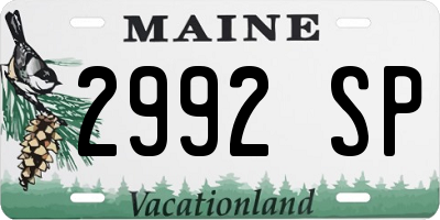 ME license plate 2992SP