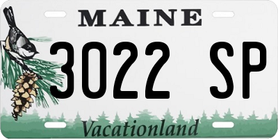 ME license plate 3022SP