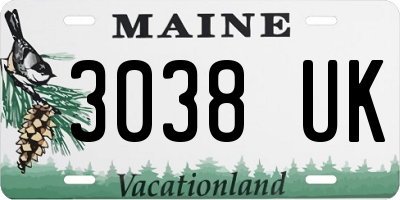 ME license plate 3038UK
