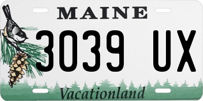 ME license plate 3039UX