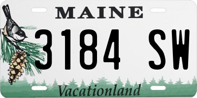 ME license plate 3184SW
