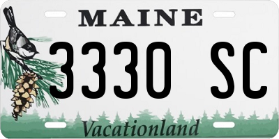 ME license plate 3330SC
