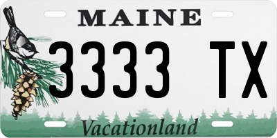 ME license plate 3333TX