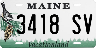 ME license plate 3418SV