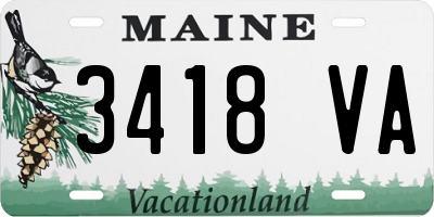 ME license plate 3418VA