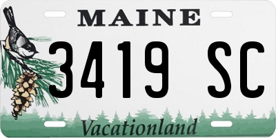 ME license plate 3419SC