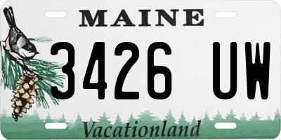 ME license plate 3426UW